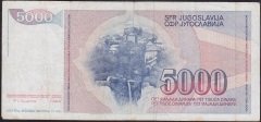 YUGOSLAVYA 5000 DİNAR 1985 TEMİZ