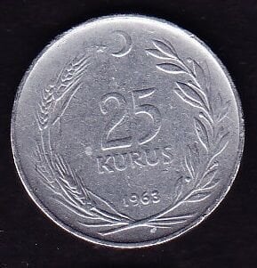 1963 Yılı 25 Kuruş Ters