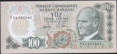 6.Emisyon 2.Tertip 100 Lira F73 257587 Çok Çok Temiz+