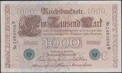 Almanya 1000 Mark 1910 Çok Çok Temiz Çilaltı