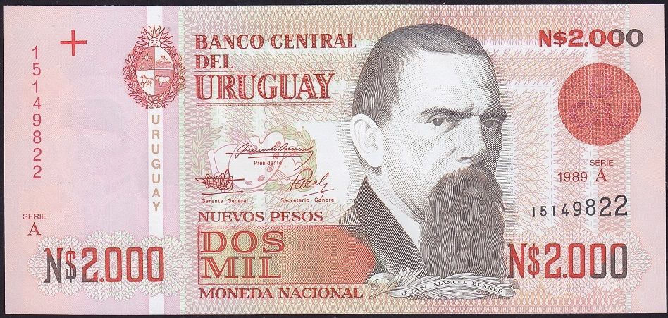 Uruguay 2000 Pesos 1989 Çil
