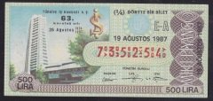1987 19 AĞUSTOS ÇEYREK BİLET E-A SERİSİ