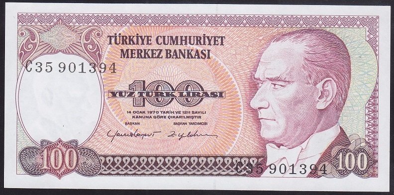 7.EMİSYON 2.TERTİP 100 LİRA C35 901394 ÇİL