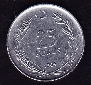 1964 Yılı 25 Kuruş Düz