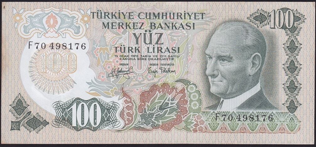 6.Emisyon 2.Tertip 100 Lira F70 498176 Ççt Çilaltı