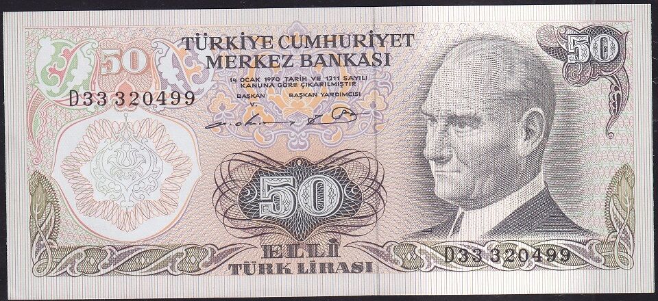 6.Emisyon 1.Tertip 50 Lira D33 320499 Çilaltı Çil