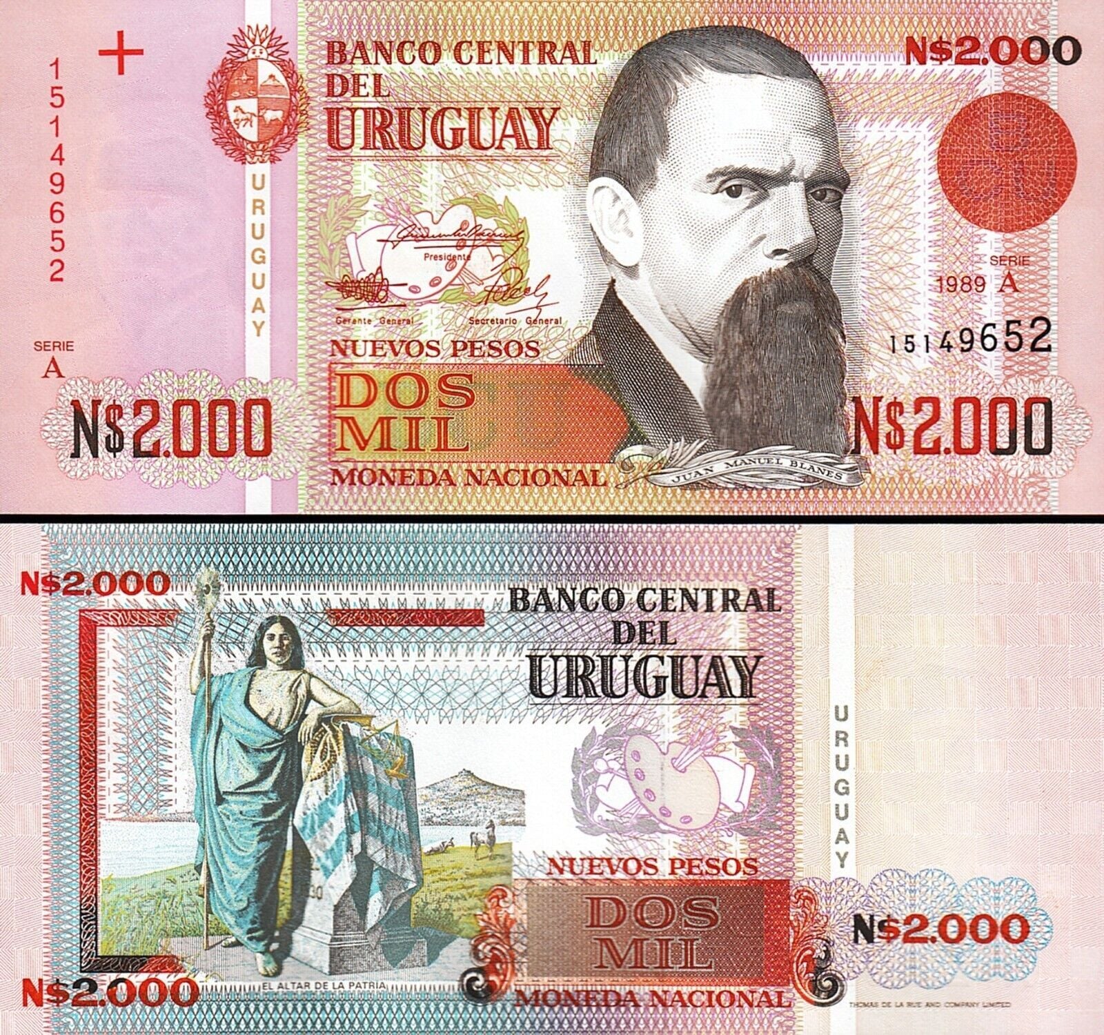 Uruguay 2000 Pesos 1989 Çil Pick 68