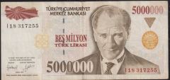7.Emisyon 5 000 000 Lira I18 317255 Çok Temiz+