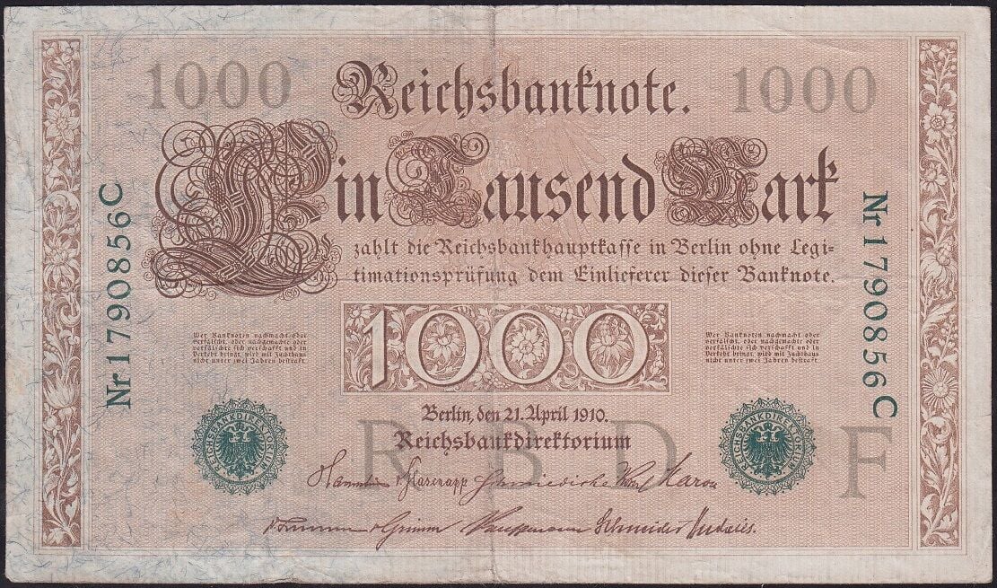 Almanya 1000 Mark 1910 Çok Temiz+