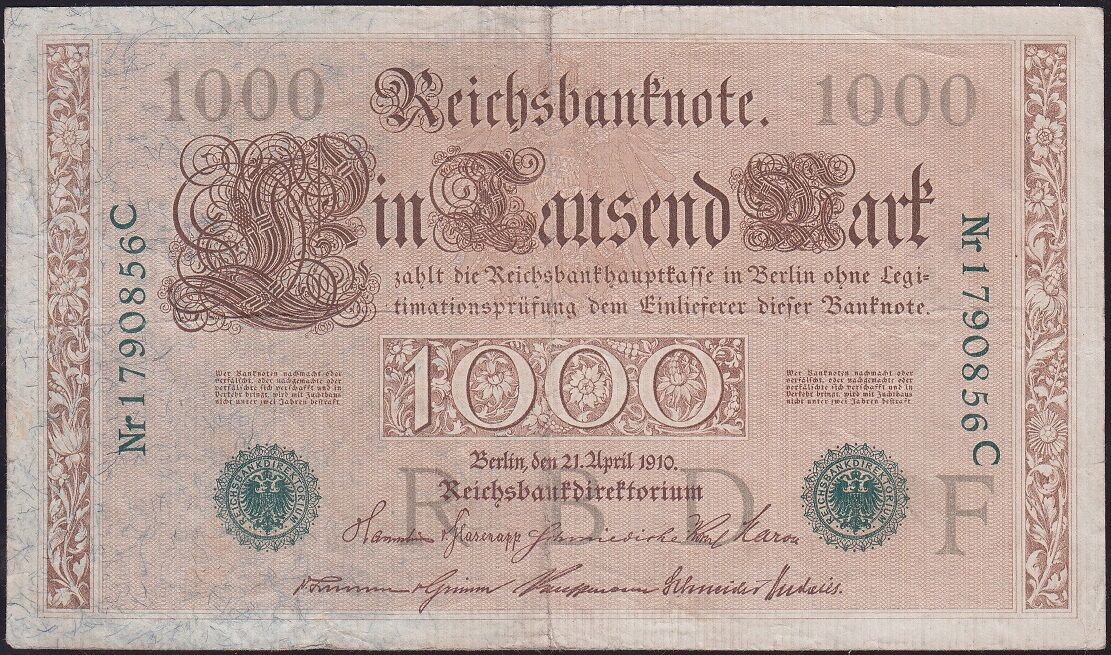 Almanya 1000 Mark 1910 Çok Temiz+