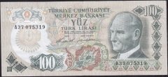 6.Emisyon 1.Tertip 100 Lira A37 075319 Çok Temiz+