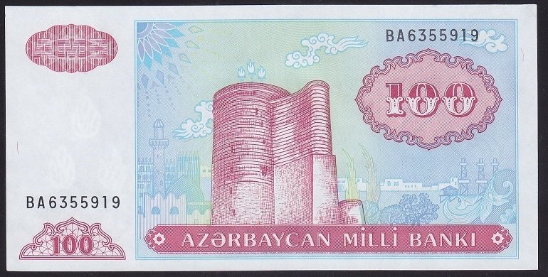 AZERBEYCAN 100 MANAT 1993 ÇİL