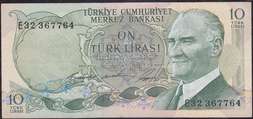 6.Emisyon 1.Tertip 10 Lira E32 367764 Çok Temiz +