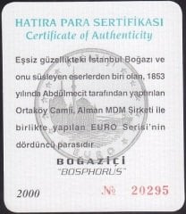 Hatıra Para Sertifikası - Boğaziçi 2000