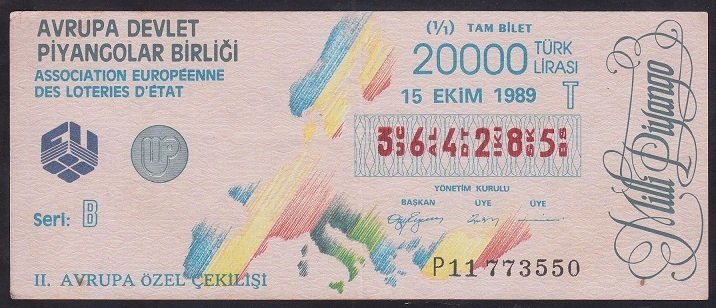 1989 15 EKİM TAM BİLET T SERİSİ