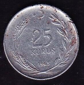 1965 Yılı 25 Kuruş Ters