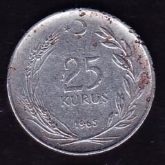 1965 Yılı 25 Kuruş Ters