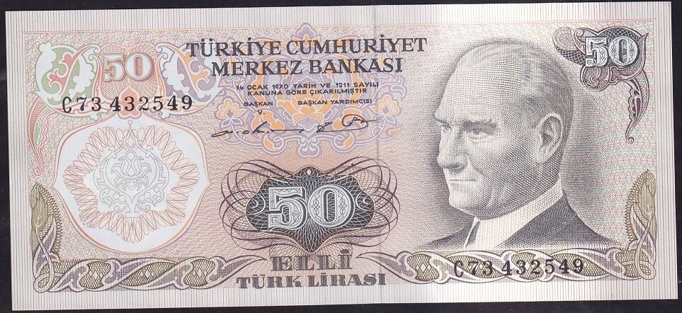 6.Emisyon 1.Tertip 50 Lira C73 432549 Çilaltı Çil