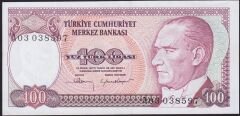 7.Emisyon 1.Tertip 100 Lira A03 038597 Çok Çok Temiz+