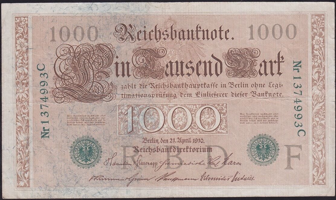 Almanya 1000 Mark 1910 Çok Temiz+
