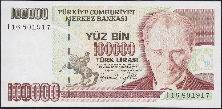 7.Emisyon 3.Tertip 100000 Lira I16 801917 Ççt Çilaltı