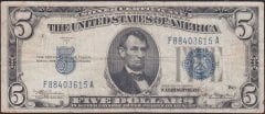 Amerika 5 Dolar 1934A Çok Temiz (Silver Sertifika Mavi Mühür)