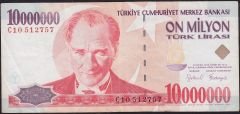 7.Emisyon 10 000 000 Lira C10 512757 Çok Temiz