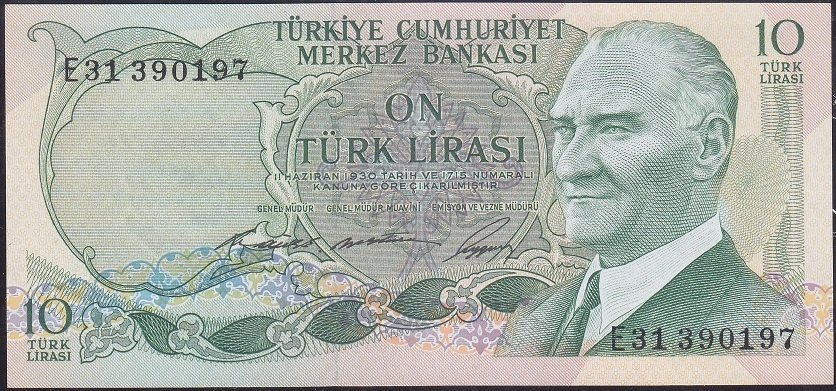 6.Emisyon 1.Tertip 10 Lira E31 390197 Çil