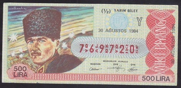 1984 30 AĞUSTOS YARIM BİLET Y SERİSİ