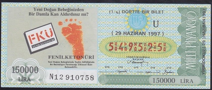 1997 29 HAZİRAN ÇEYREK BİLET U SERİSİ