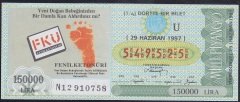 1997 29 HAZİRAN ÇEYREK BİLET U SERİSİ