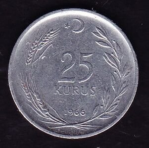 1966 Yılı 25 Kuruş Düz