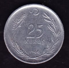 1966 Yılı 25 Kuruş Düz