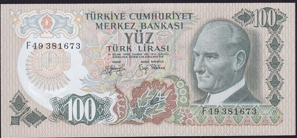 6.Emisyon 2.Tertip 100 Lira F49 381673 Çilaltı
