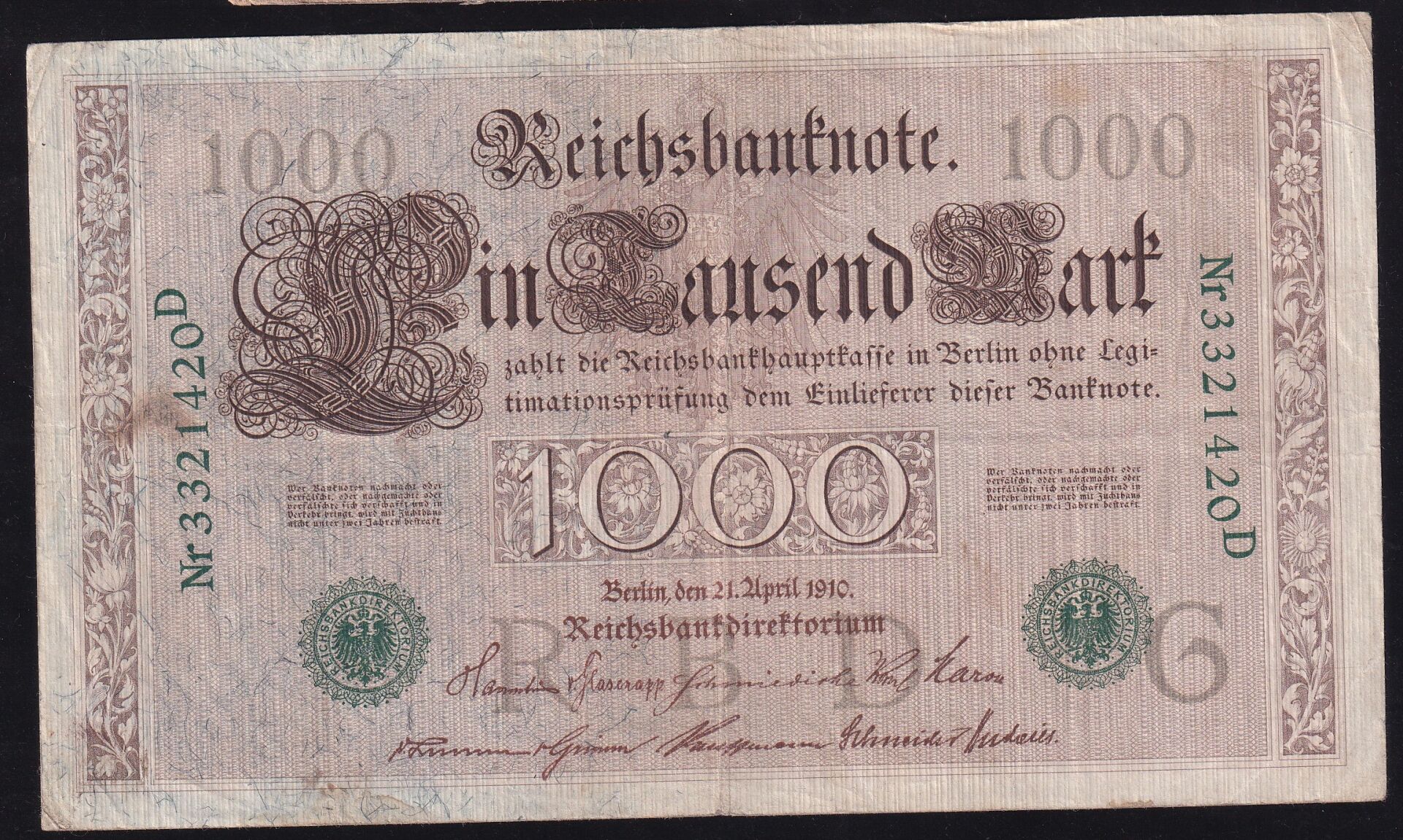Almanya 1000 Mark 1910 Çok Temiz+