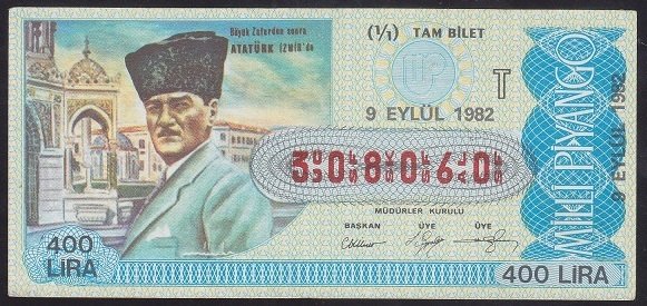 1982 9 EYLÜL TAM BİLET - T SERİSİ