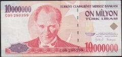 7.Emisyon 10 000 000 Lira C09 280399 Çok Temiz