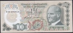 6.Emisyon 1.Tertip 100 Lira A30 107814 Çok Temiz+