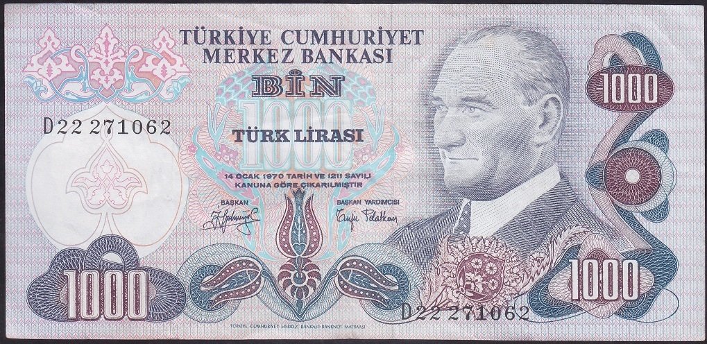6.EMİSYON 2.TERTİP 1000 LİRA D22 271062 ÇOK ÇOK TEMİZ