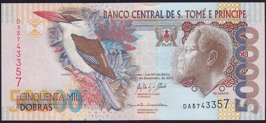 S.Tome e Principe 50.000 Dobras 2013 Çil Pick 68d