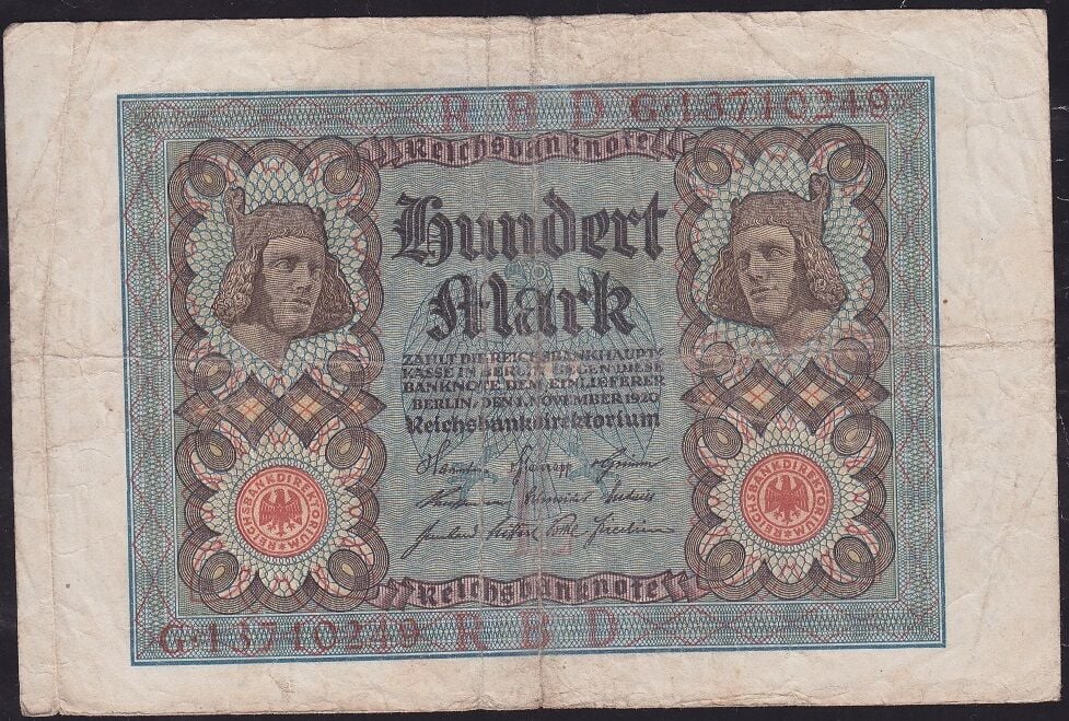Almanya 100 Mark 1920 Çok Temiz