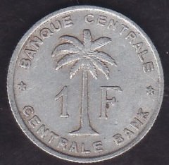 BELÇİKA KONGO 1 FRANK 1958 ( RWANDA - BURUNDİ )