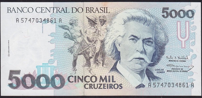 Brezilya 5000 Cruzeiros 1990 - 1993 Çilaltı Çil