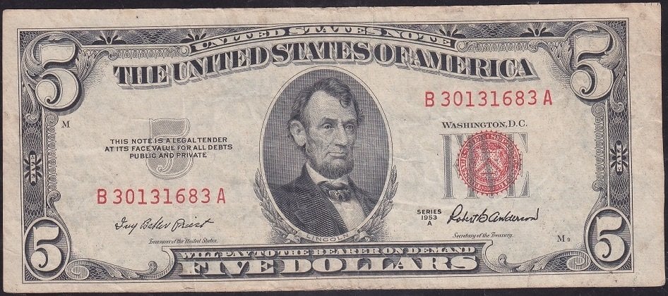 Amerika 5 Dolar 1953A Çok Temiz Kırmızı Mühür