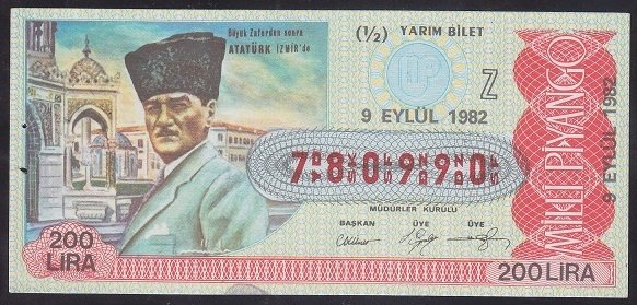 1982 9 EYLÜL YARIM BİLET - Z SERİSİ