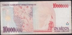 7.Emisyon 10 000 000 Lira C08 922276 Çok Temiz