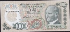 6.Emisyon 1.Tertip 100 Lira A28 369040 Çok Temiz+