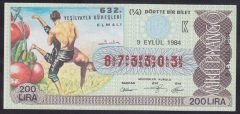 1984 9 EYLÜL ÇEYREK BİLET K SERİSİ