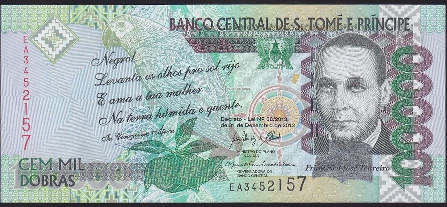 S.Tome e Principe 100.000 Dobras 2013 Çil Pick 69c