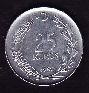 1969 Yılı 25 Kuruş Düz